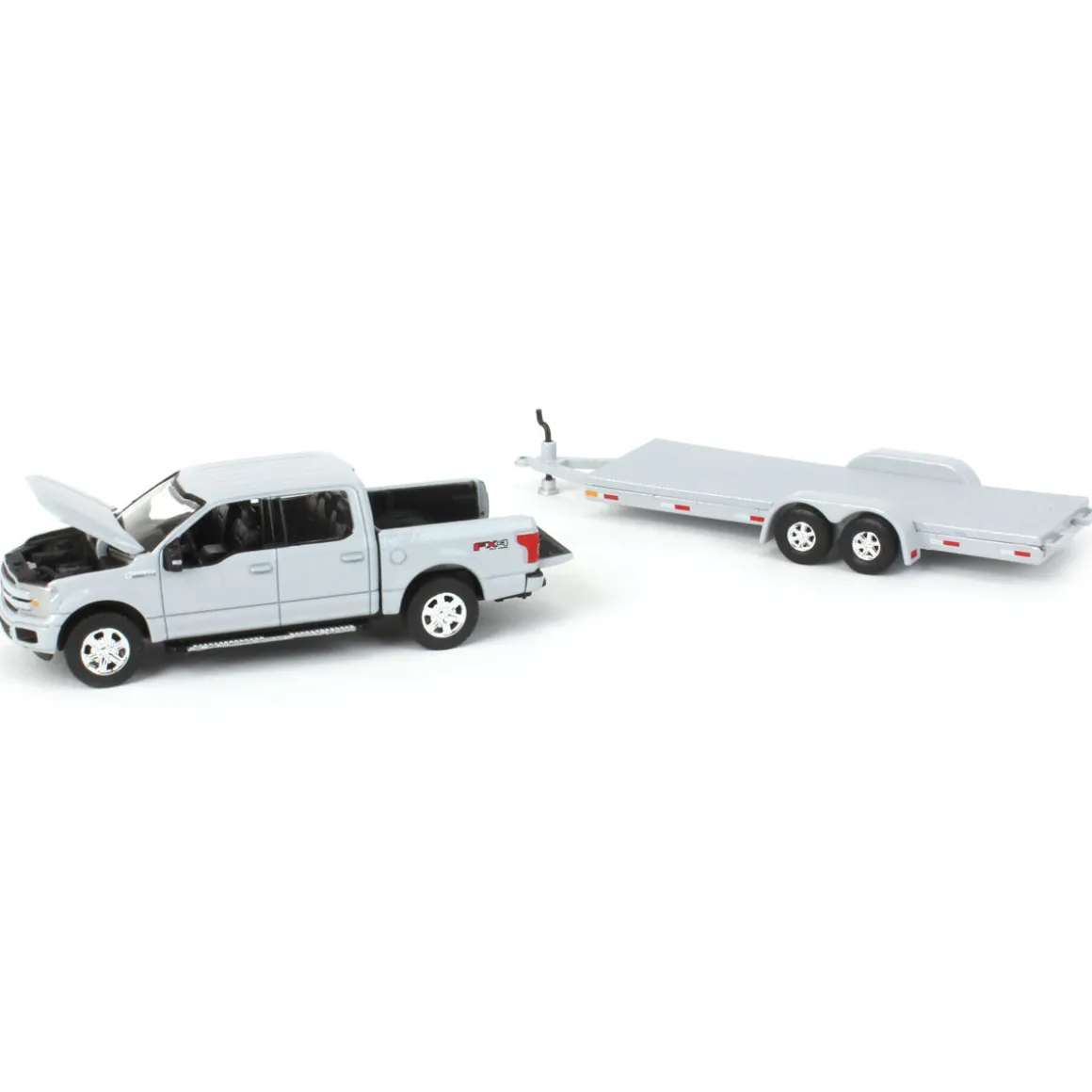 1/64 Limited Edition Stone Gray 2019 Ford F-150 with Gray Trailer by Auto World