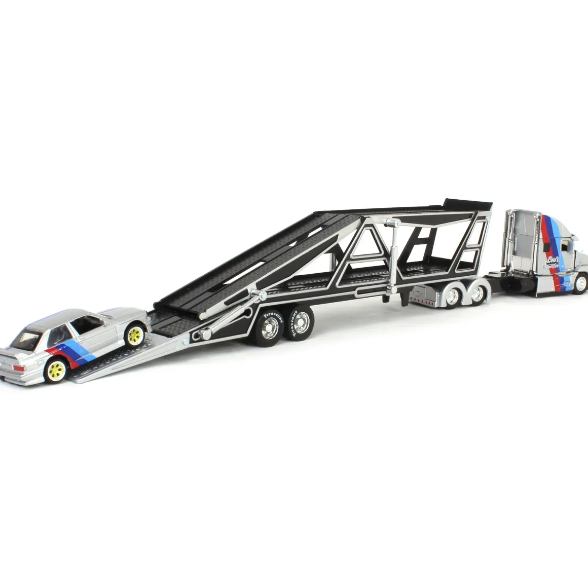 1/64 Mack Anthem Car Carrier with 1988 BMW 3 Series M3, Silver, Maisto