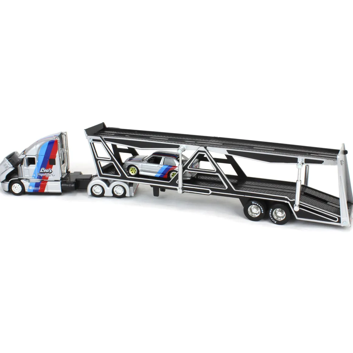1/64 Mack Anthem Car Carrier with 1988 BMW 3 Series M3, Silver, Maisto