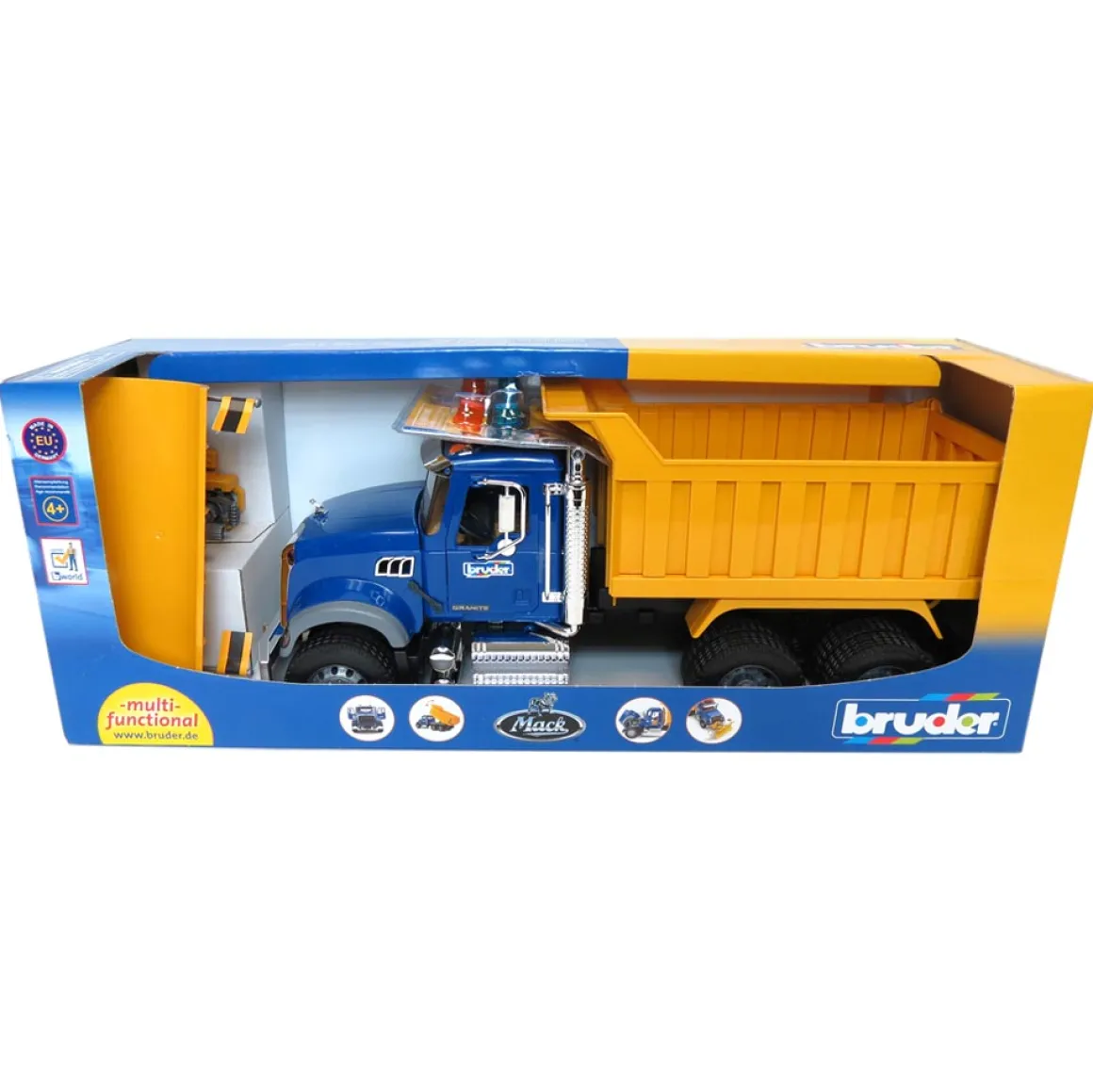 1/16 MACK Granite Dump Truck with Snow Plow and Flashing Lights by Bruder