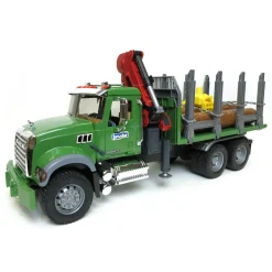 1/16 MACK Granite Log Truck with Knuckleboom Grapple Crane and 3 Logs by Bruder