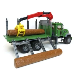 1/16 MACK Granite Log Truck with Knuckleboom Grapple Crane and 3 Logs by Bruder