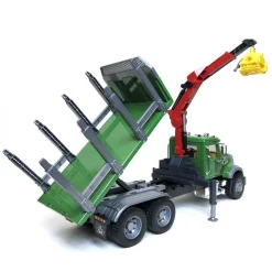 1/16 MACK Granite Log Truck with Knuckleboom Grapple Crane and 3 Logs by Bruder