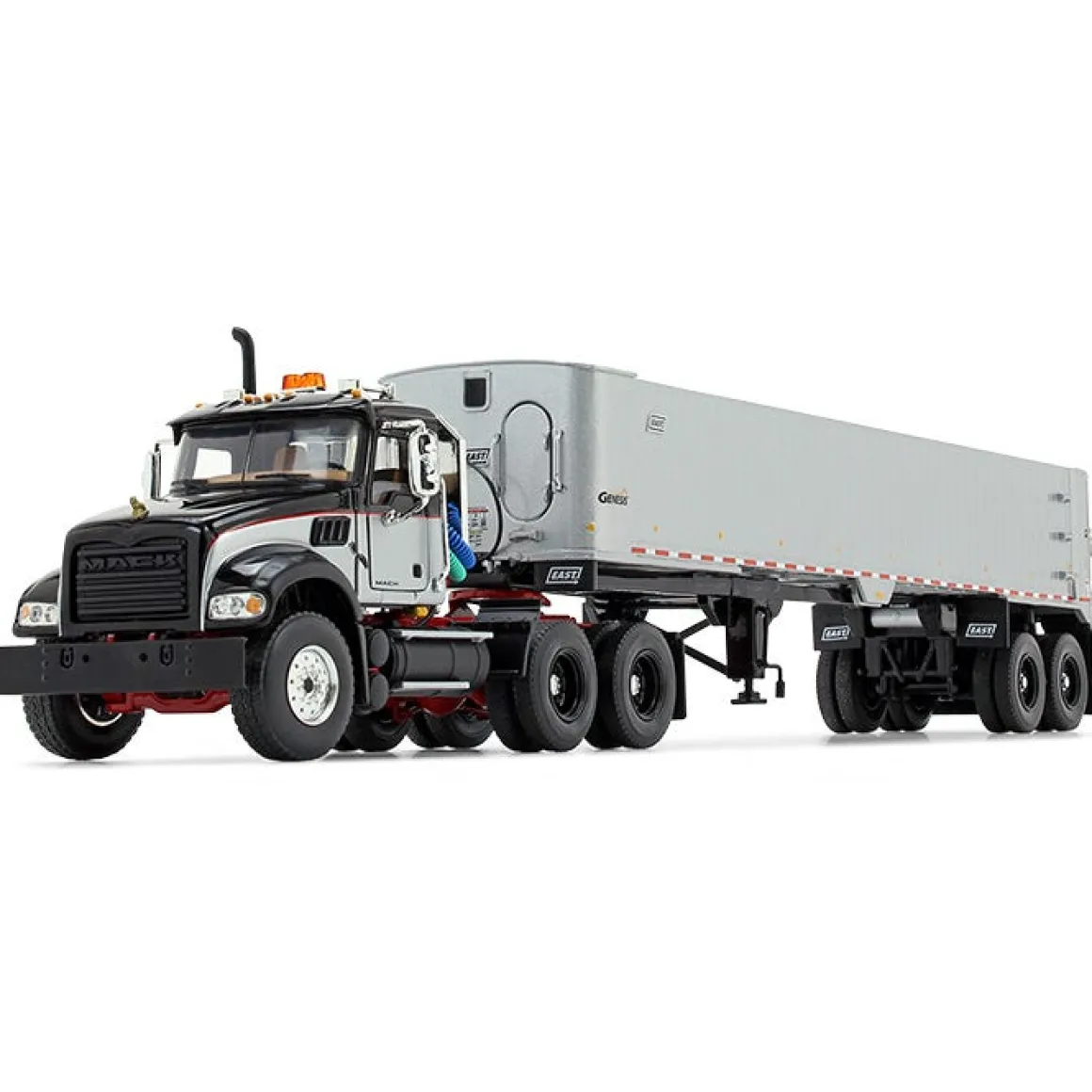 1/50 Mack Granite MP Day Cab, Black, Silver, East Genesis End Dump Trailer by First Gear