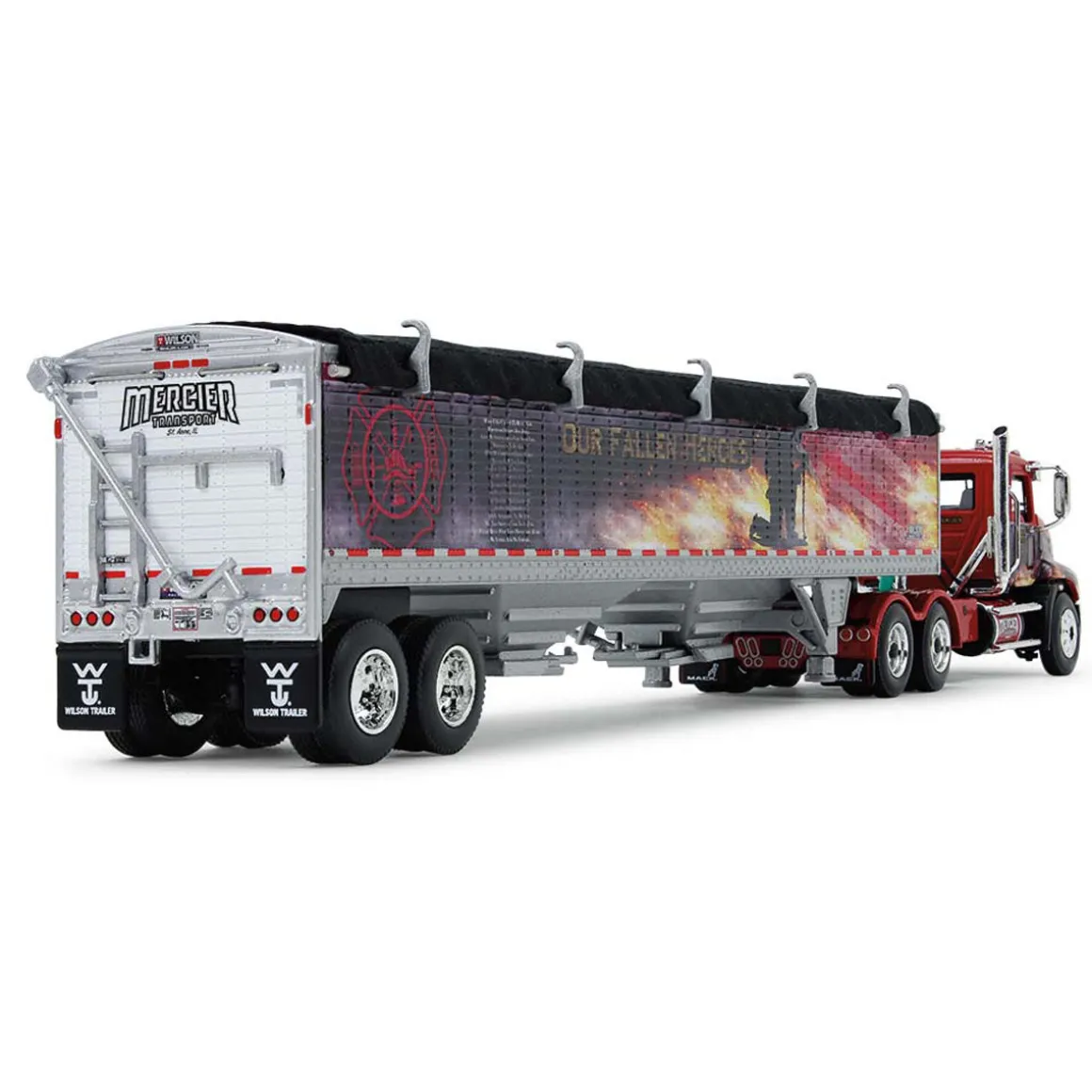1/64 Mack Pinnacle w/ Wilson Pacesetter Grain Trailer, Mercier Transport - Our Fallen Heroes, DCP by First Gear