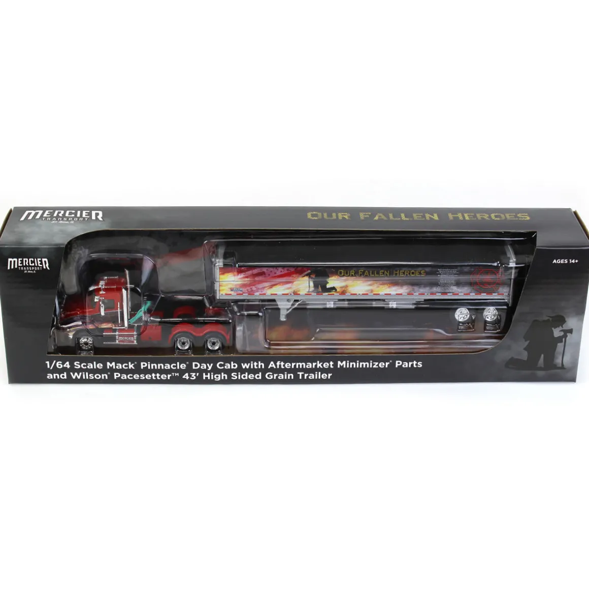 1/64 Mack Pinnacle w/ Wilson Pacesetter Grain Trailer, Mercier Transport - Our Fallen Heroes, DCP by First Gear