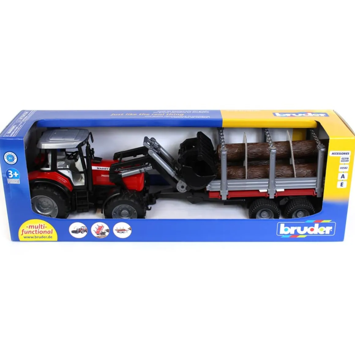 1/16 Massey Ferguson 7480 with Front Loader and Timber Trailer