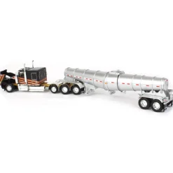 1/64 Metallic Black & Gold Kenworth W900L w/ Polar Deep Drop Trailer, Owner Operator, DCP by First Gear
