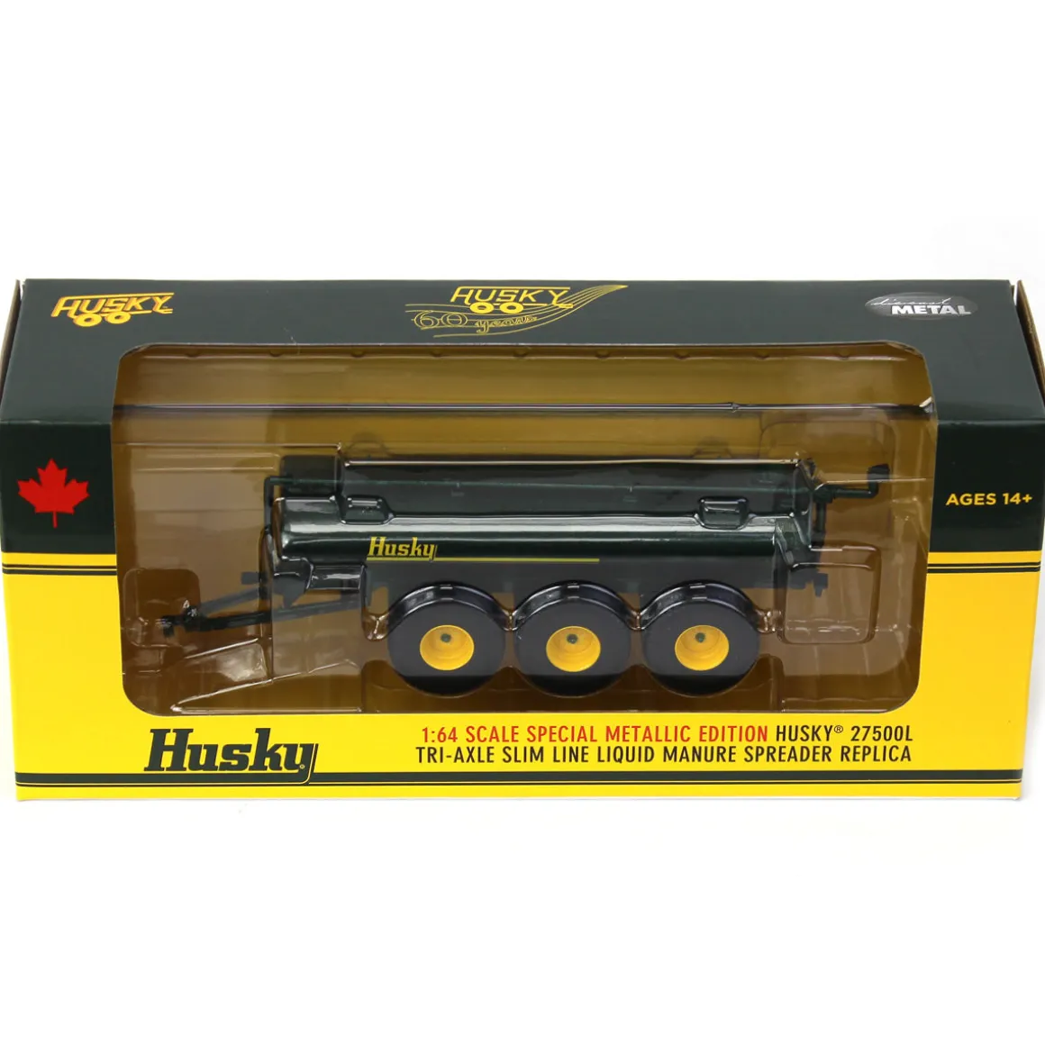 1/64 Metallic Green Husky 27500L Tri-axle Slim Line Liquid Manure Spreader by First Gear
