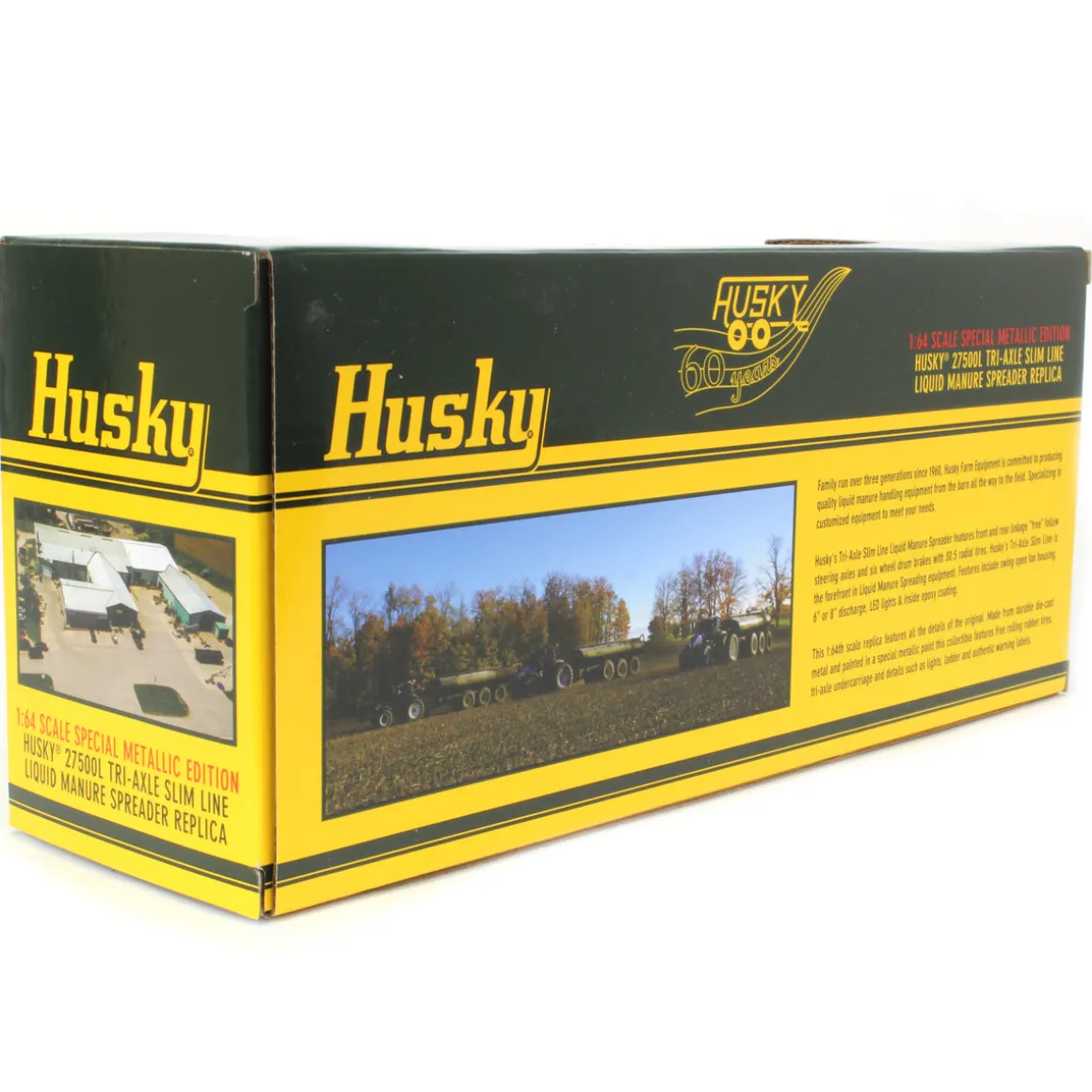 1/64 Metallic Green Husky 27500L Tri-axle Slim Line Liquid Manure Spreader by First Gear