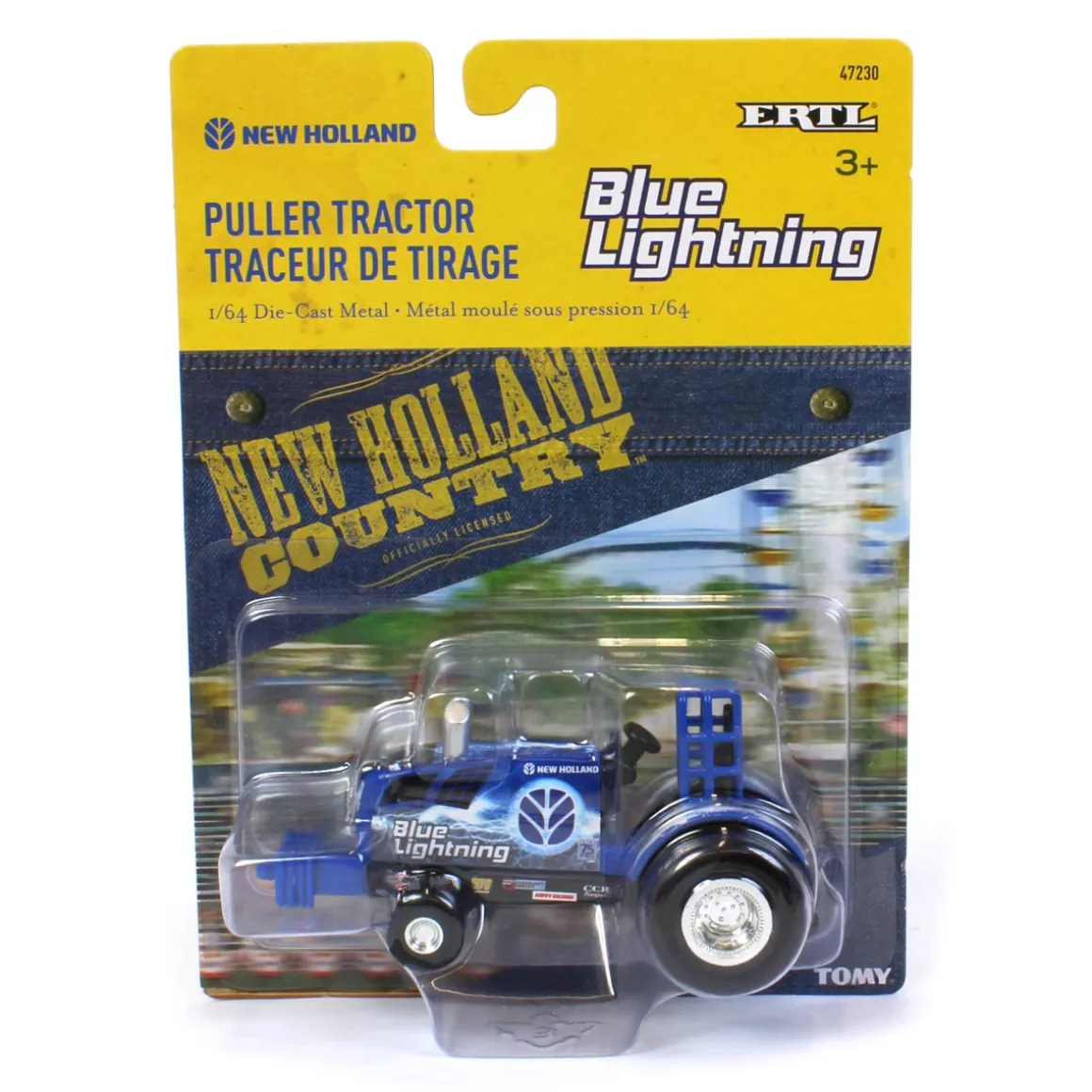 1/64 New Holland Blue Lighting and Blue Streak Pulling Tractor Set