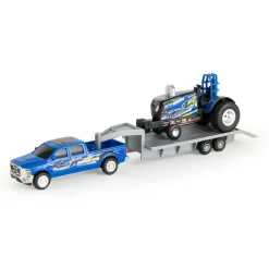 1/64 New Holland "Blue Barracuda" Pulling Tractor with Pickup Truck & Trailer