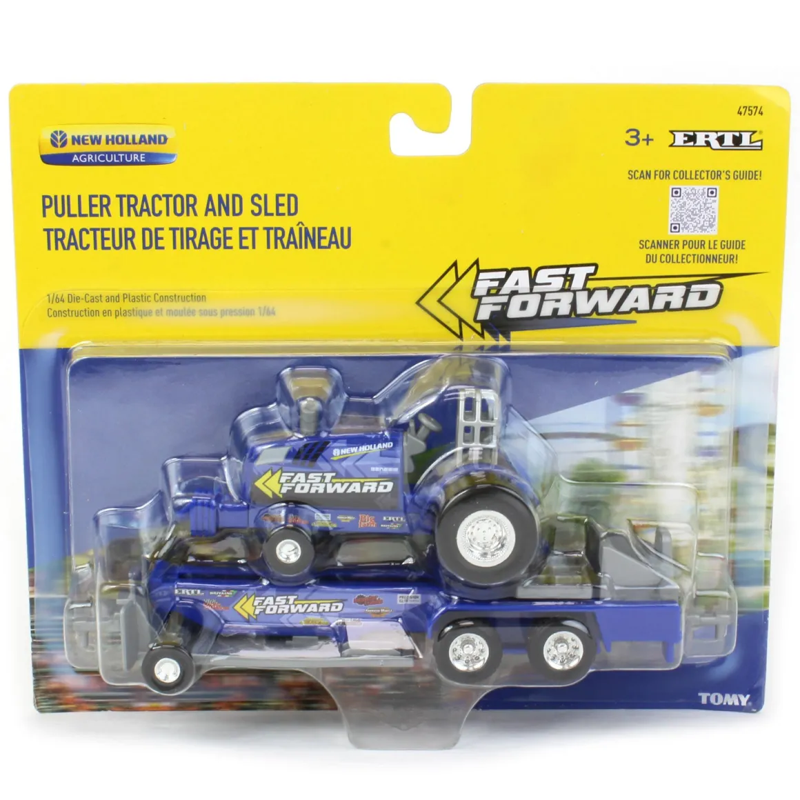 1/64 New Holland "Fast Forward" Pulling Tractor with Sled