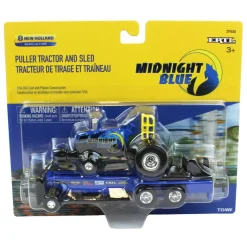 1/64 New Holland "Midnight Blue" Pulling Tractor with Pulling Sled