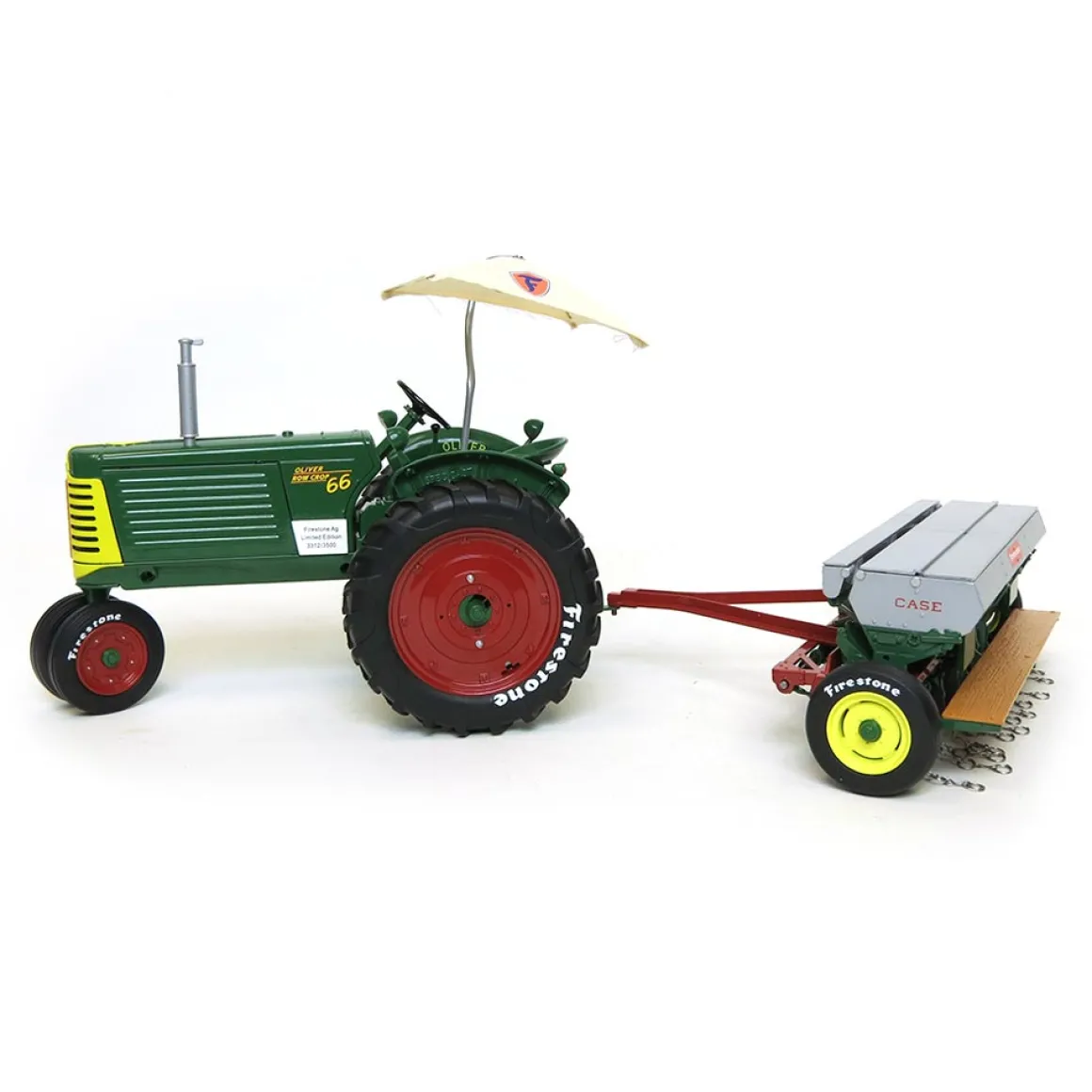 1/16 Oliver Row Crop 66 with Case DF Grain Drill, Firestone Series