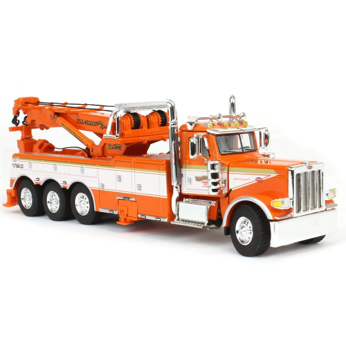 1/64 Orange/White Peterbilt 389 with Century 1150 Rotator Wrecker, Tri-State Commodities, DCP by First Gear