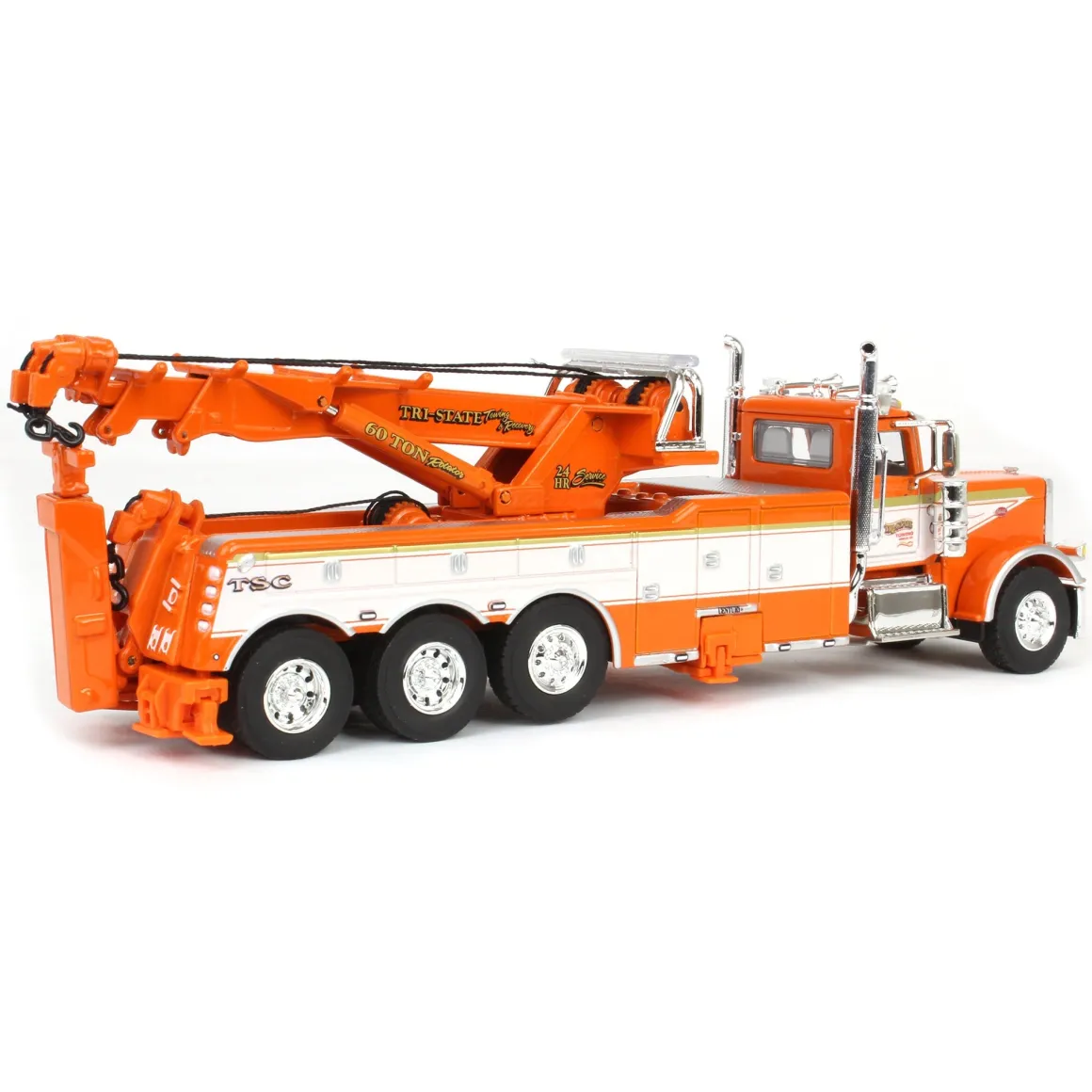 1/64 Orange/White Peterbilt 389 with Century 1150 Rotator Wrecker, Tri-State Commodities, DCP by First Gear