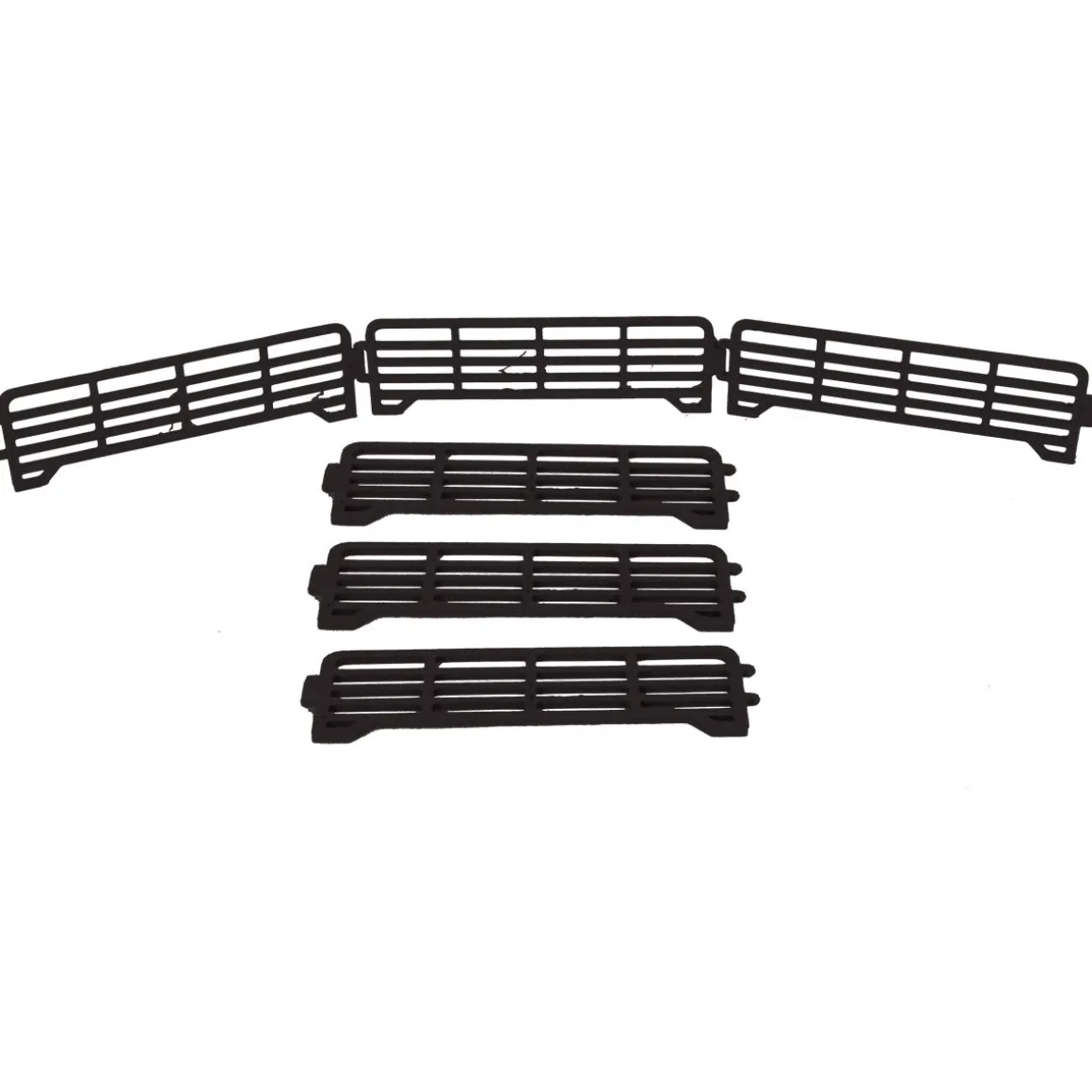1/64 Pack of 6 Black Long Fence Links, 3D Printed