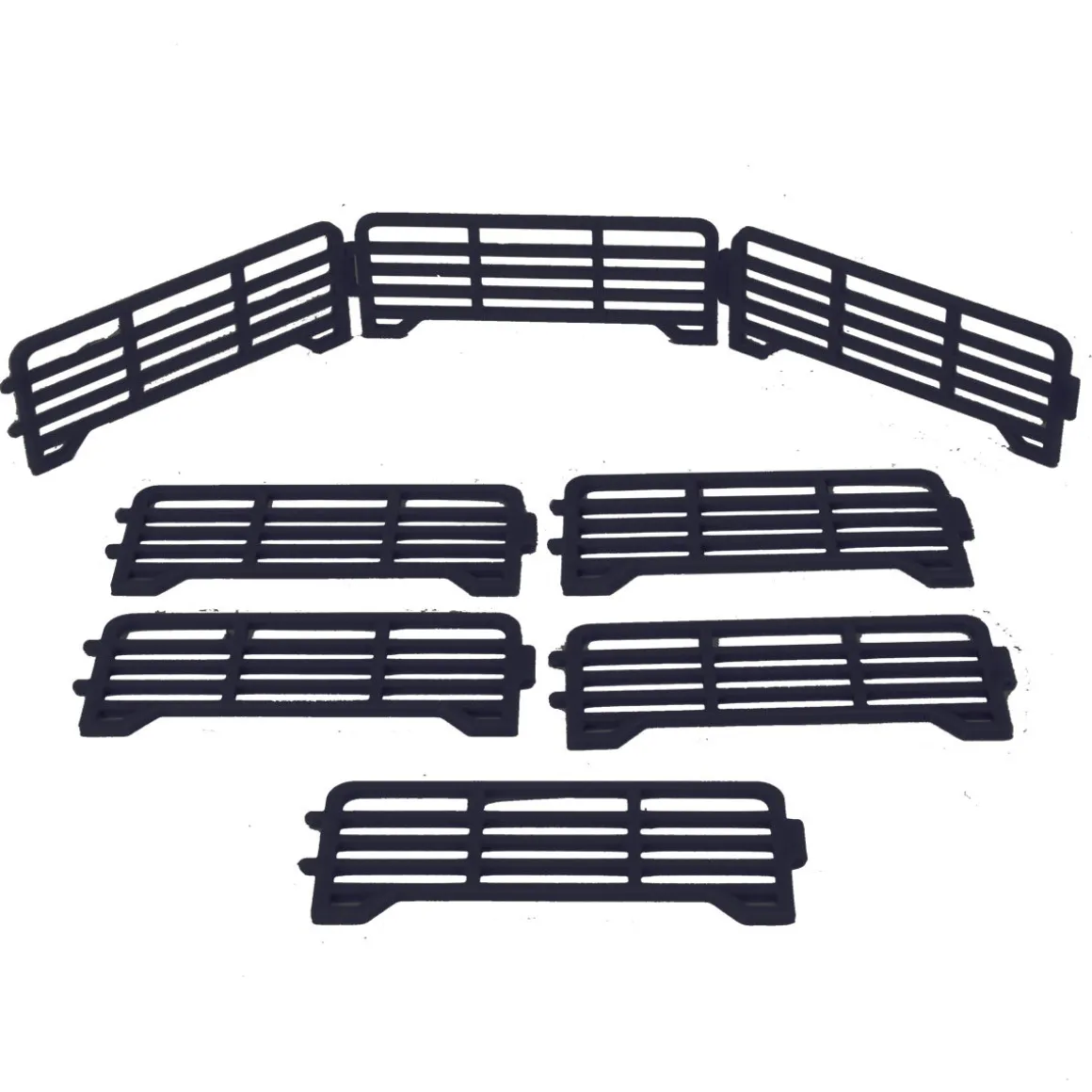 1/64 Pack of 8 Black Short Fence Links, 3D Printed