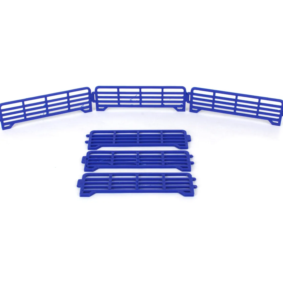 1/64 Pack of 6 Blue Long Fence Links, 3D Printed