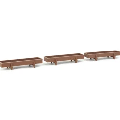 1/64 Pack of 3 Dark Wood Feed Bunks, 3D Printed