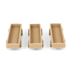 1/64 Pack of 3 Light Wood Feed Bunks, 3D Printed