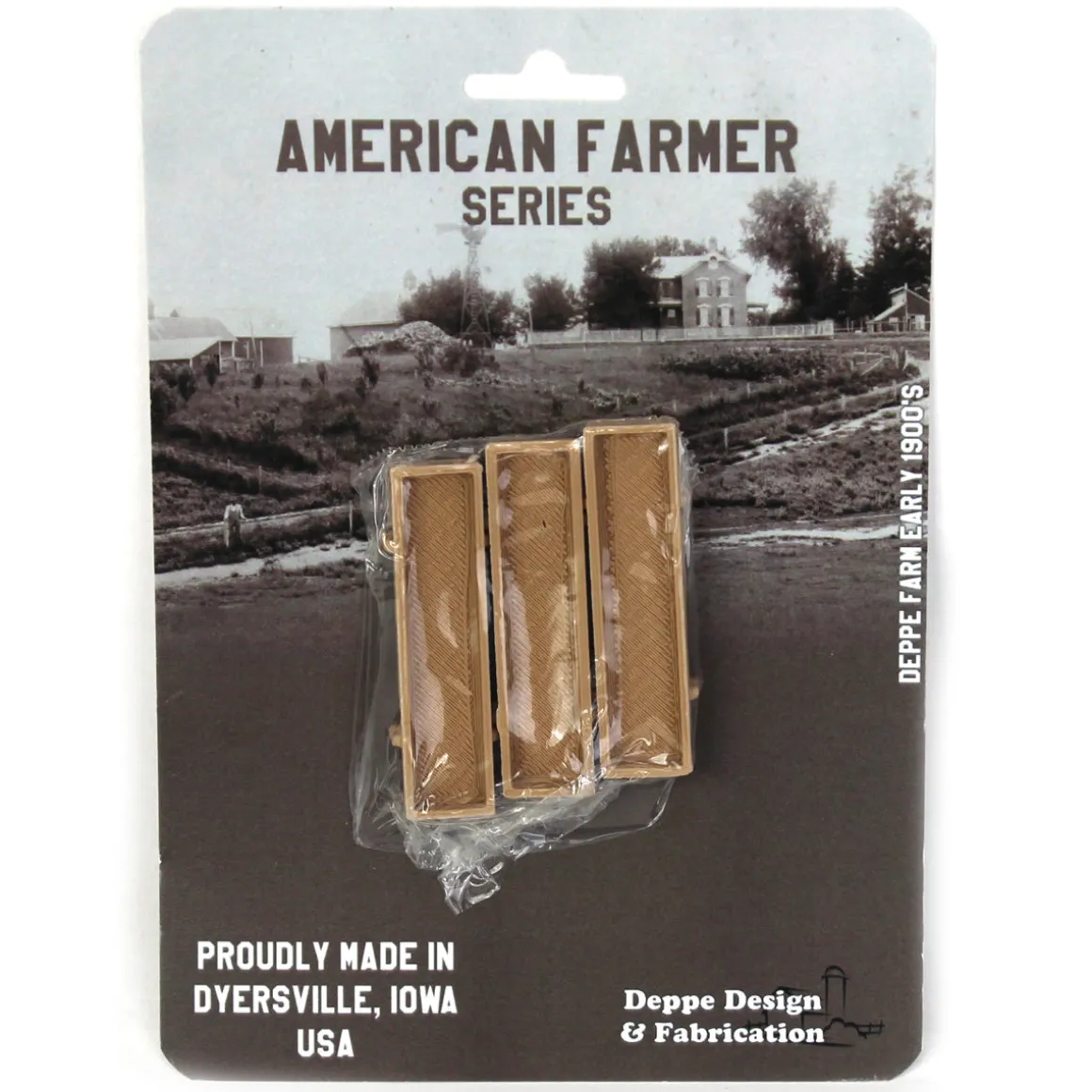 1/64 Pack of 3 Light Wood Feed Bunks, 3D Printed