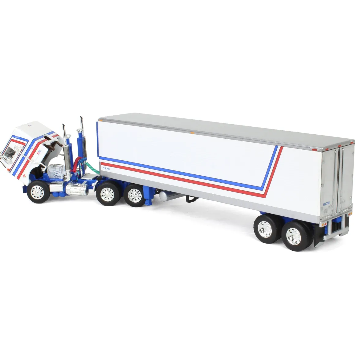 1/64 Peterbilt 352 CEO with 40ft Vintage Reefer Trailer, USA Bicentennial Patriot, DCP by First Gear