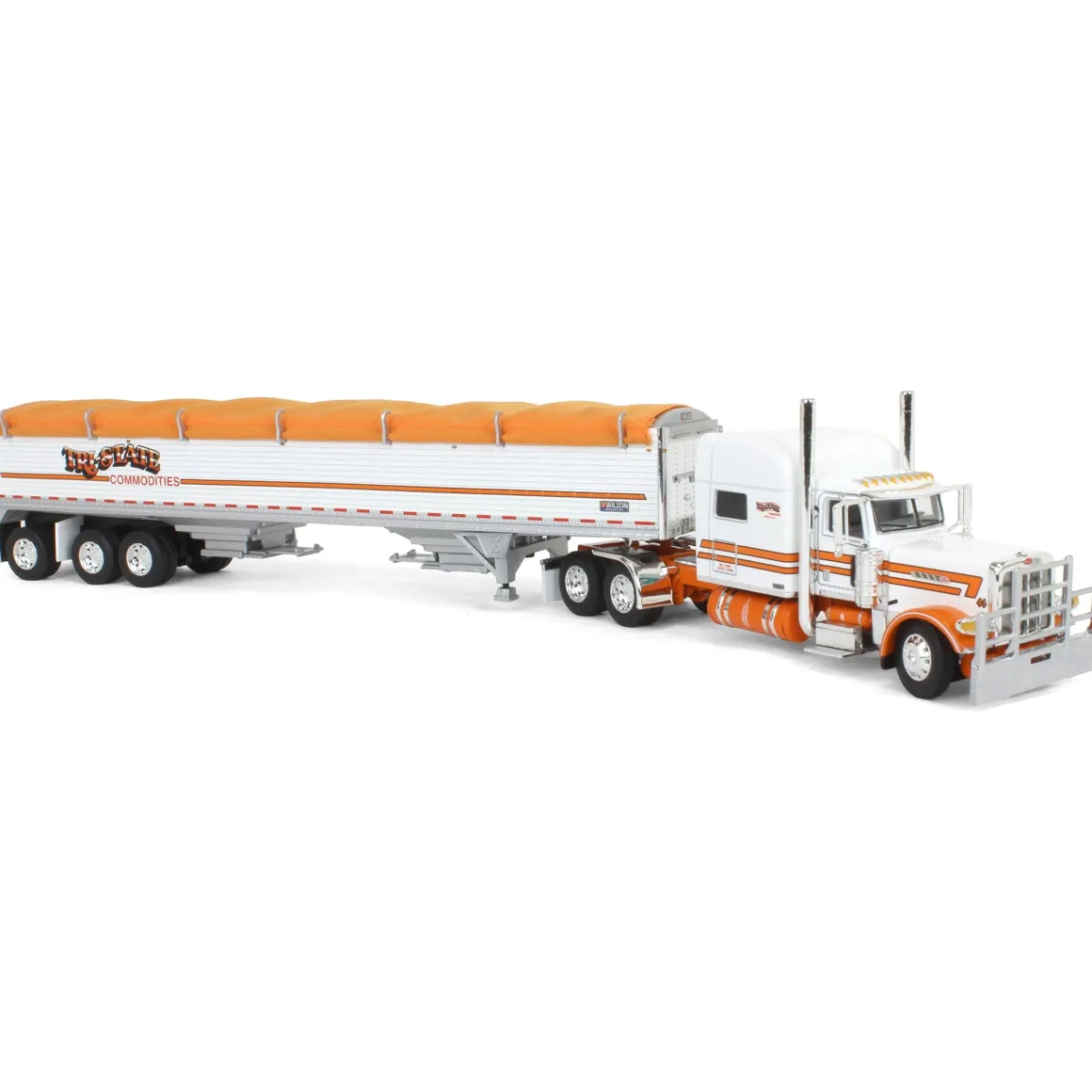 1/64 Peterbilt 389 with 50ft Tri-Axle Grain Trailer, Tri-State Commodities, DCP by First Gear