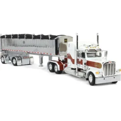 1/64 Peterbilt 389 with MAC Coal End Dump Trailer, White/Red/Gold, DCP by First Gear