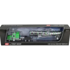 1/64 Peterbilt 389 with Polar Deep Drop Trailer, Green/Silver/Black, DCP by First Gear