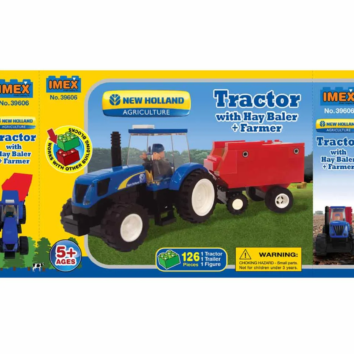 126 Piece Block Set - New Holland Tractor with Farmer & Hay Baler