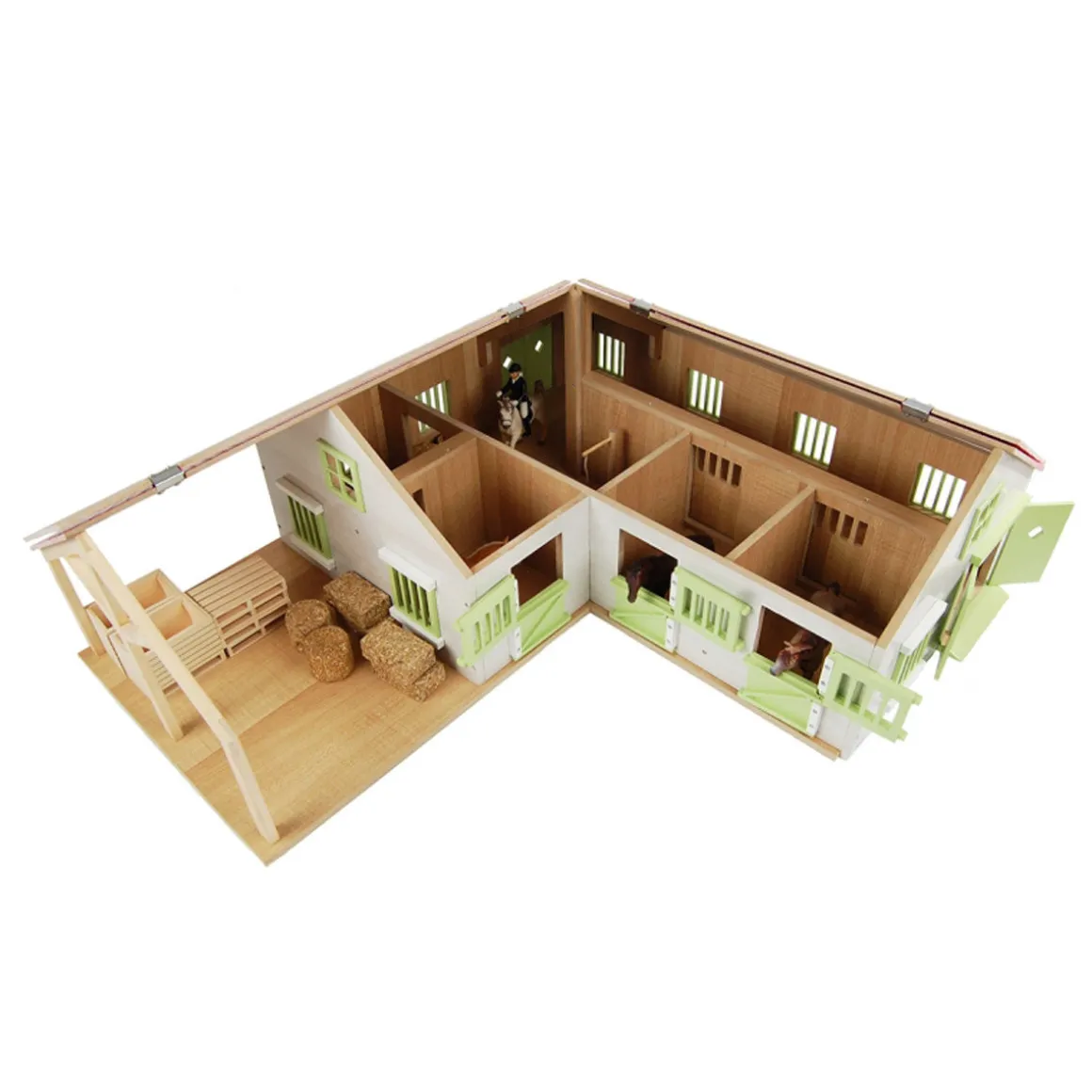 1/24 Pink & White Kids Globe Wooden Horse Stable with 4 Boxes, Storage and Wash Box