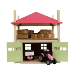 1/32 PINK Wooden Hay Barn with Loft and Adjustable Roof by Kids Globe