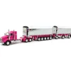 1/64 Pink/Chrome Kenworth T800 w/ Chrome East Genesis II End Dump Trailers, DCP by First Gear