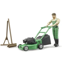 1/16 Push Lawn Mower with Gardener & Accessories by Bruder