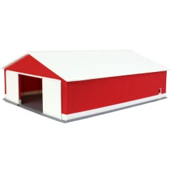 1/64 "The Professional" Red/White 60ft x 80ft Machine & Farm Shed, 3D Printed