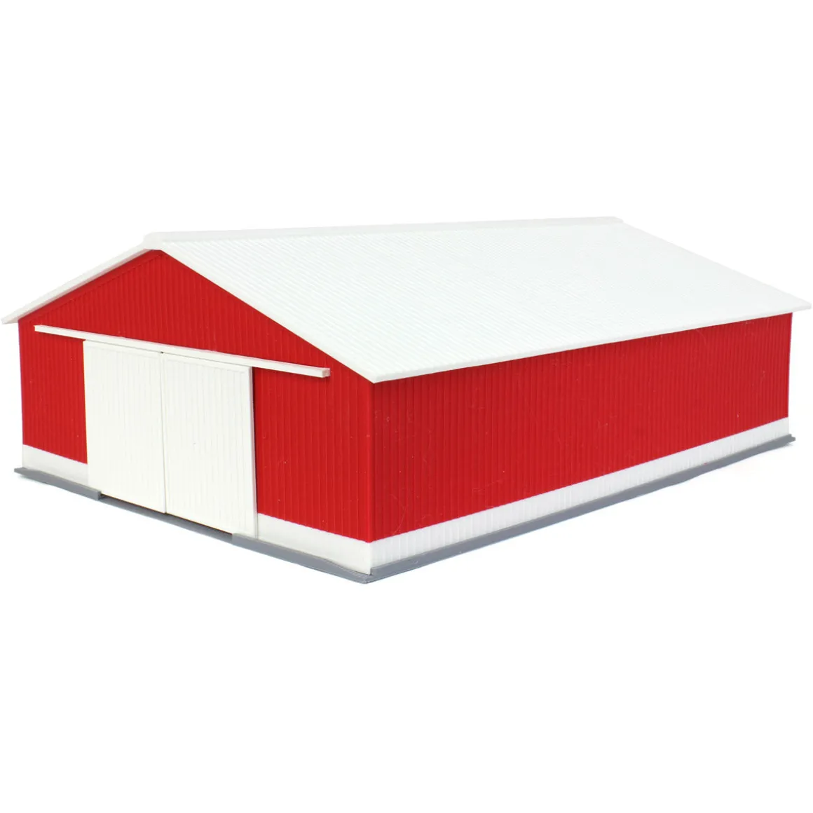 1/64 "The Professional" Red/White 60ft x 80ft Machine & Farm Shed, 3D Printed