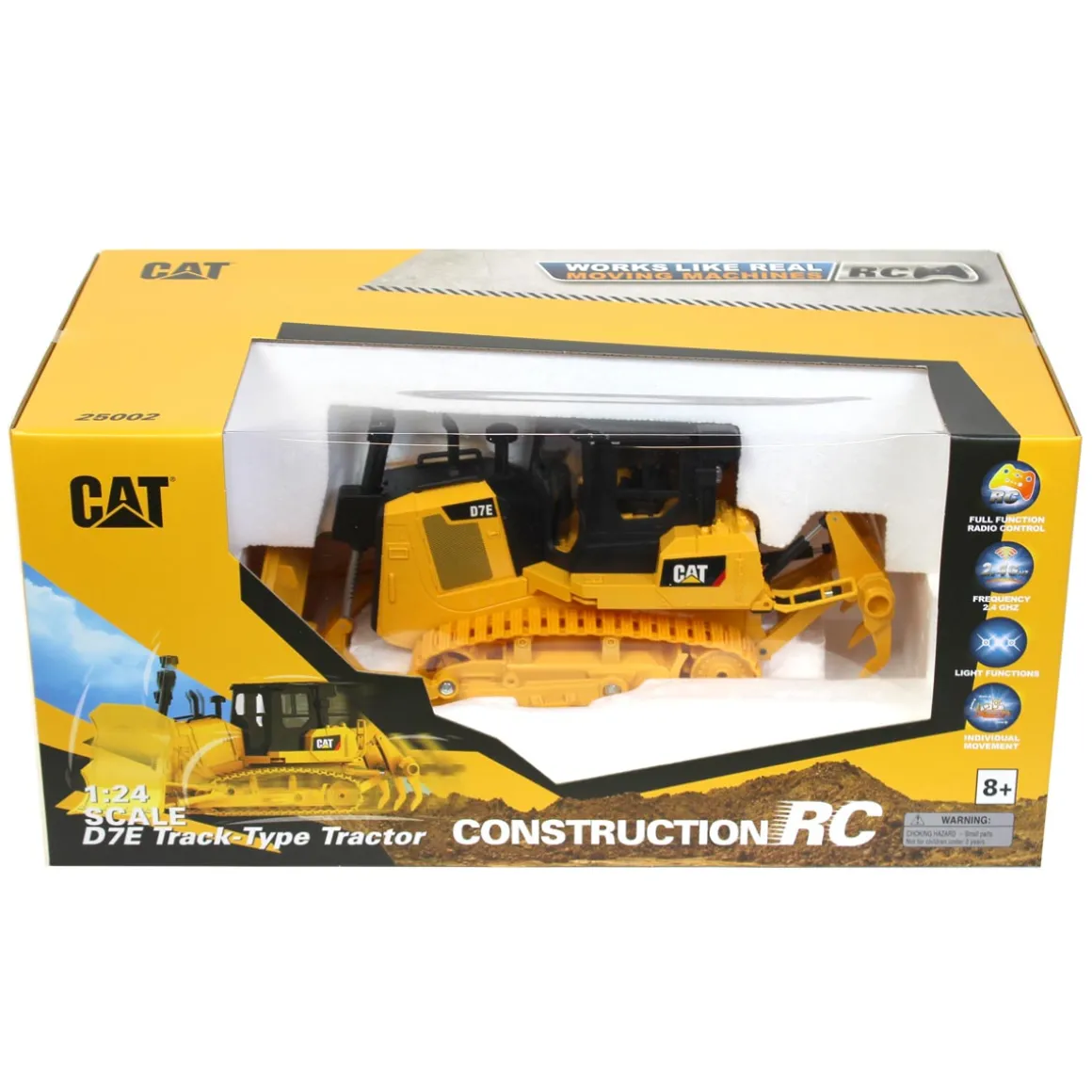 1/24 Radio Control Caterpillar D7E Track-Type Tractor Dozer, Made of Durable Plastic