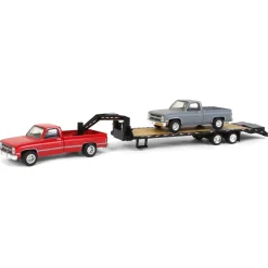 1/64 Red 1986 Chevy K-30 Longbed with Gooseneck & Project Truck, Greenlight Exclusive