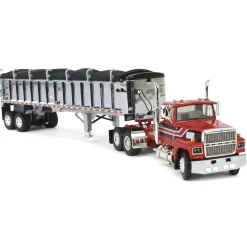 1/64 Red & Black Ford LTL 9000 Day Cab w/ East End Dump Trailer, DCP by First Gear