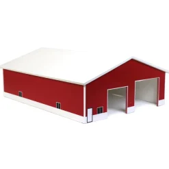 1/64 Red & White 2 Door 60ft x 80ft Wooden Tractor or Truck Shop
