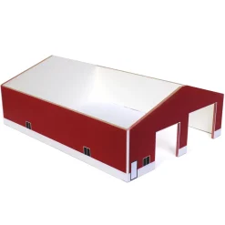 1/64 Red & White 2 Door 60ft x 80ft Wooden Tractor or Truck Shop