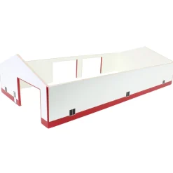 1/64 Red & White 60ft x 120ft Wooden Implement Shed with Double Side Doors