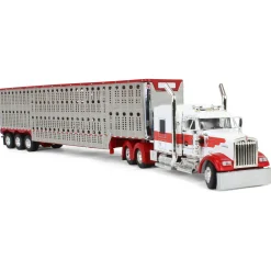1/64 Red & White Kenworth Truck with Wilson Livestock Trailer, DCP by First Gear