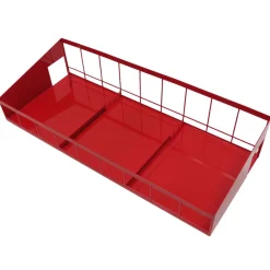 1/64 Red & White Metal Monoslope Cattle Barn with Gates and Feed Trough