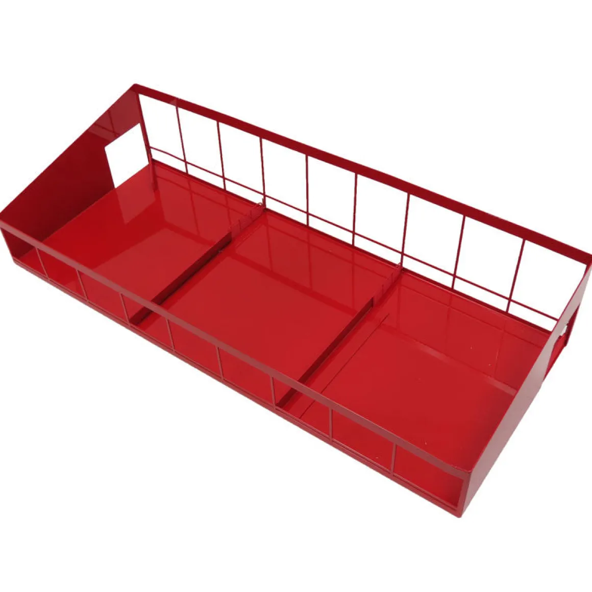 1/64 Red & White Metal Monoslope Cattle Barn with Gates and Feed Trough