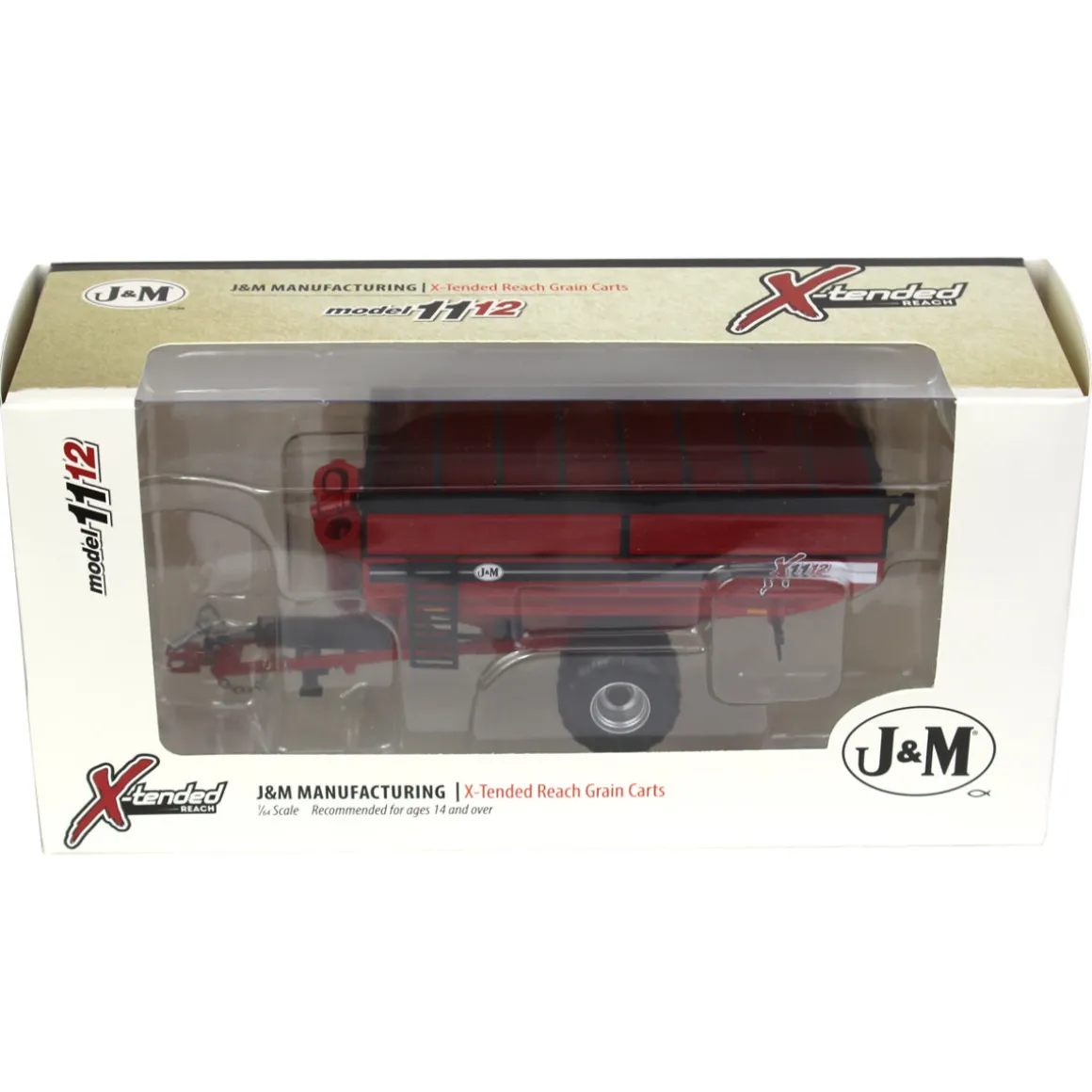 1/64 Red J&M 1112 X-Tended Reach Grain Cart with Singles