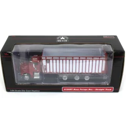 1/64 Red Peterbilt 385 w/ Red & White Meyer 8126RT Boss Forage Box