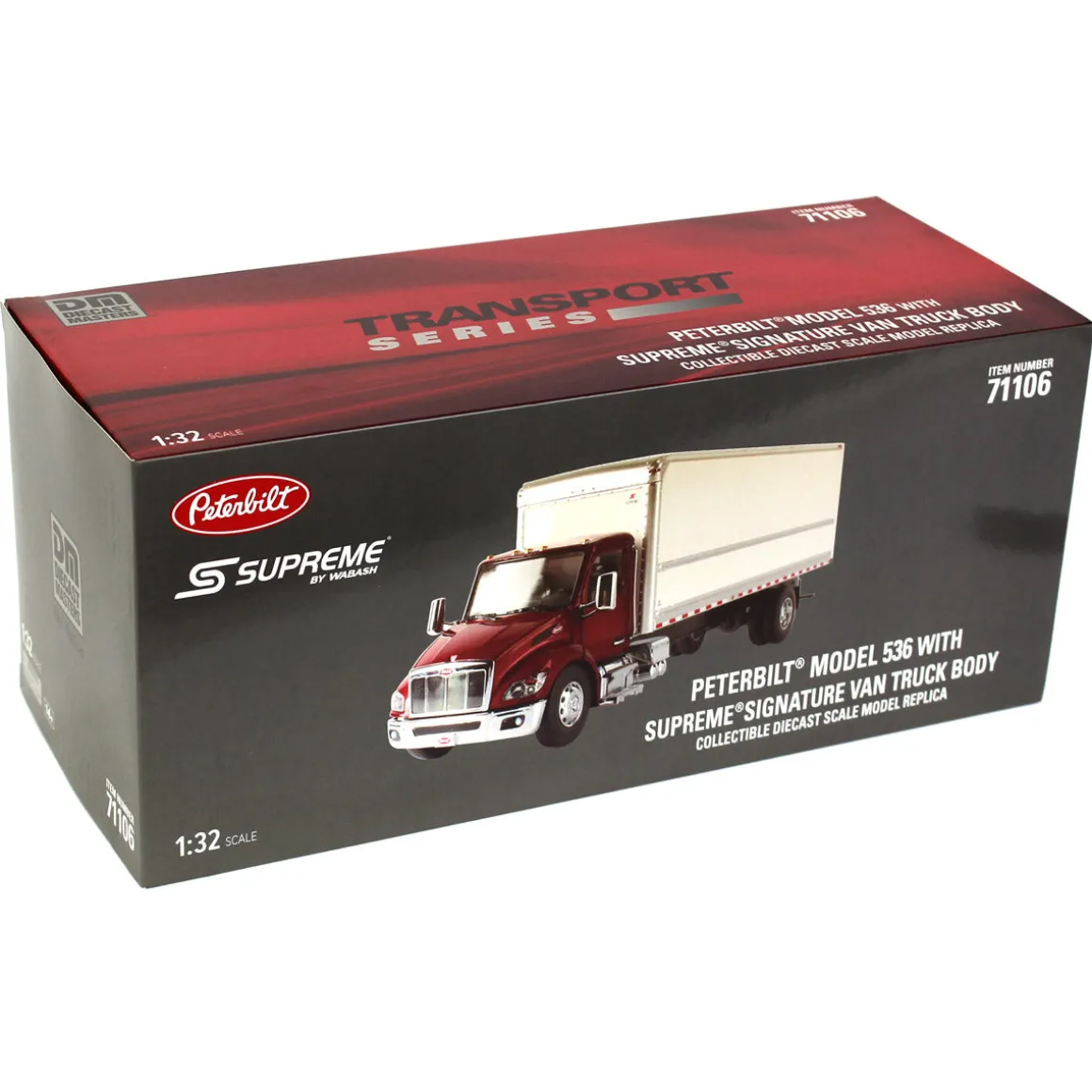 1/32 Red Peterbilt Model 536 with White Supreme Signature Van Truck Body